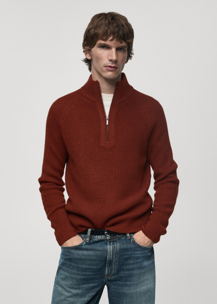 Perkins ribbed turtleneck sweater - Burnt Orange - 13