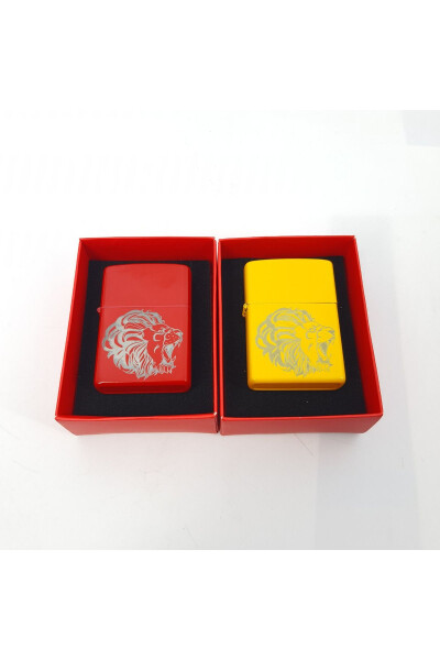 Personalized 2-Pack Lion Design Yellow Red Lighter in a Special Box - 2