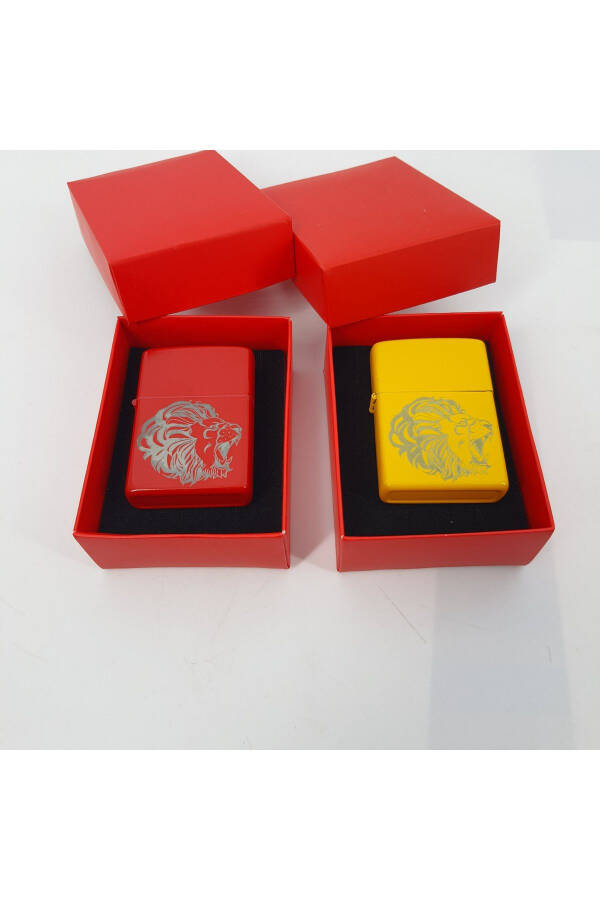 Personalized 2-Pack Lion Design Yellow Red Lighter in a Special Box - 4