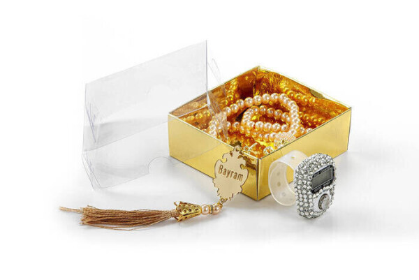 Personalized Acrylic Pearl Tasbih and Zikir Set Gold Color - 2