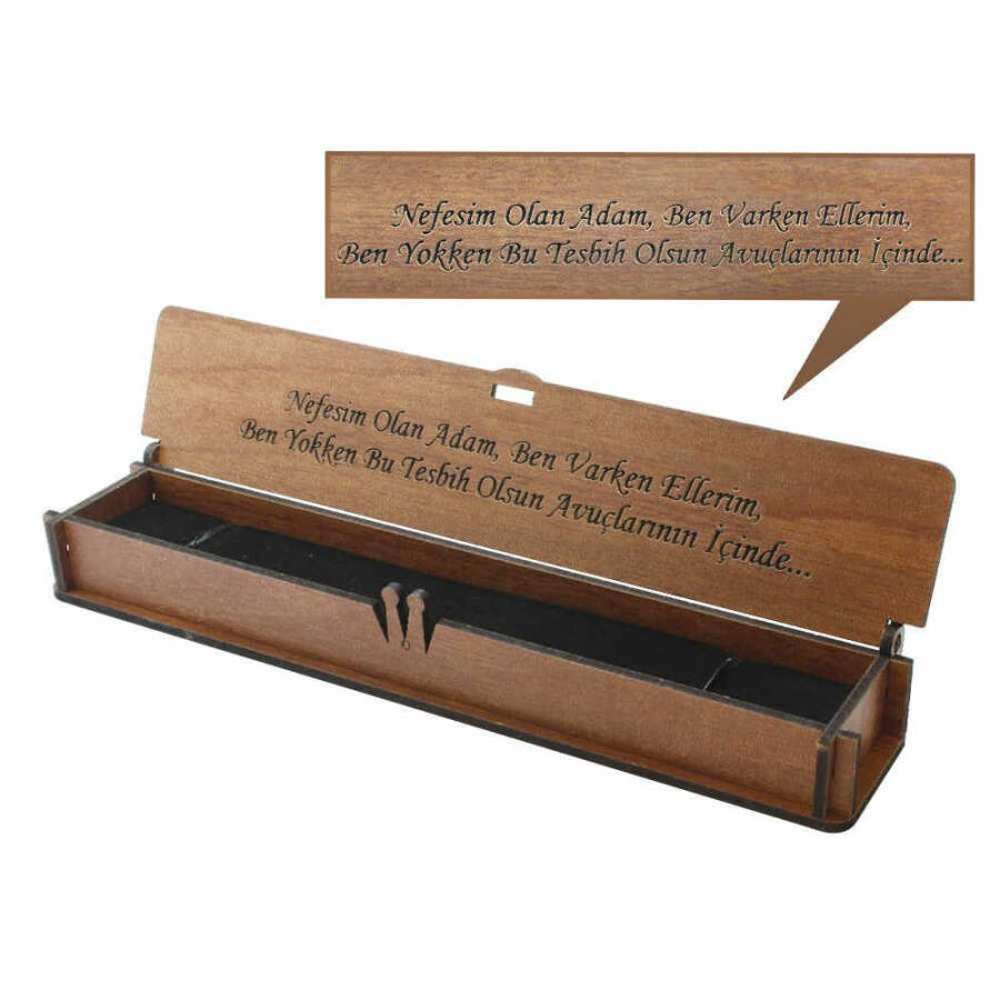 Personalized Brown Wooden Prayer Beads Gift Box (M-3) - 4