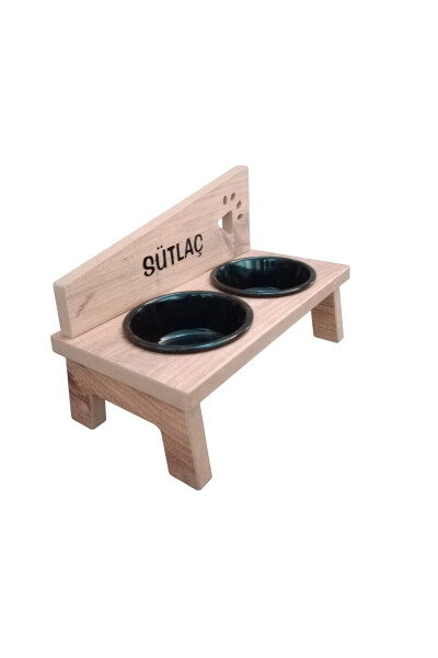 Personalized Ceramic Bowl Pet Food and Water Stand - Black - 8