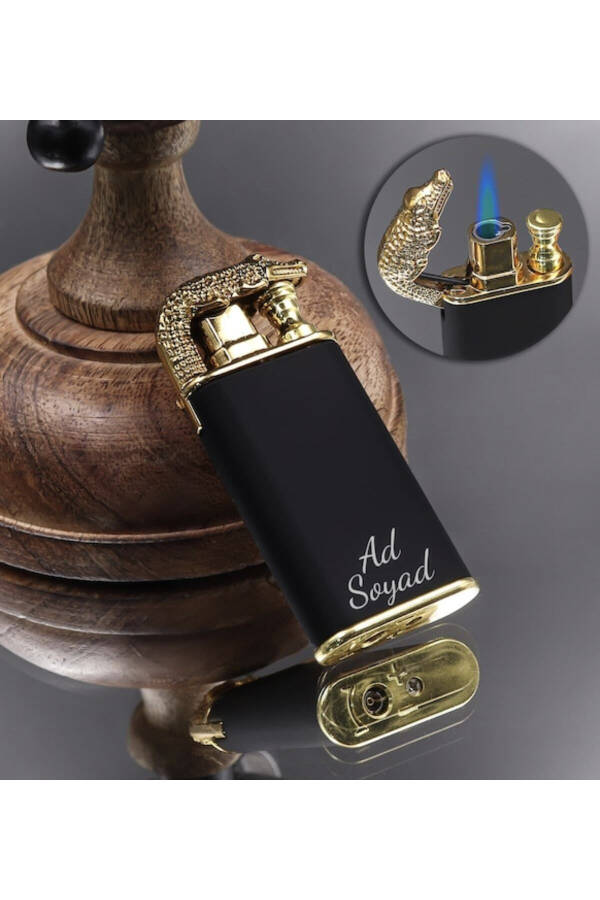 Personalized Crocodile Figured Double Flame Gas Lighter in a Special Box with Dragon Flame - 3