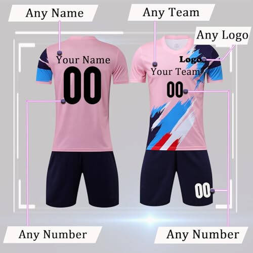 Personalized Kids Boys Soccer Jersey Custom Youth Men Women Soccer Uniform with Team Name Number Logo - 3