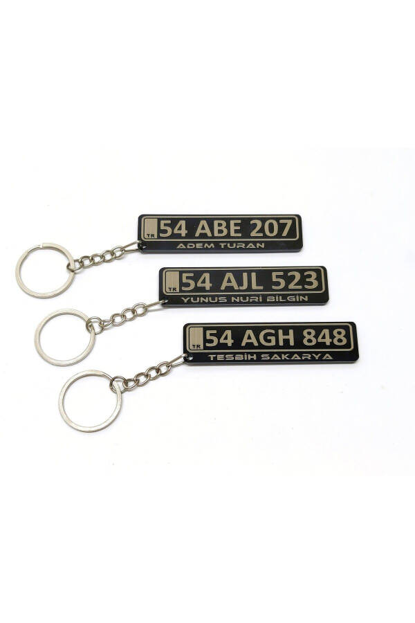 Personalized Name - Black Plate - Acrylic Keychain - Double-Sided - 1 Piece - 6