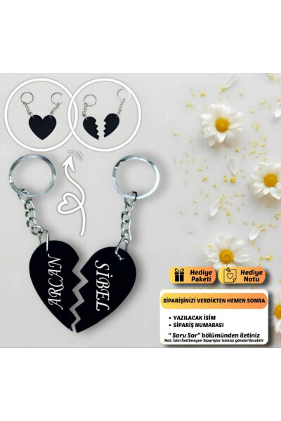 Personalized Name Heart Keychain Set - 1