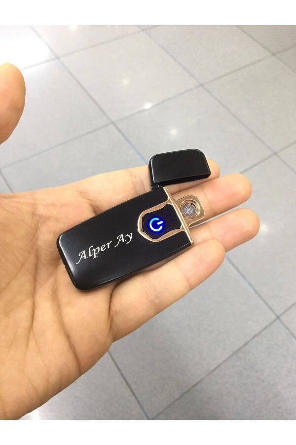 Personalized Name Printed Lighter Touch Fingerprint USB Rechargeable Electronic Boxed Gly-202 - 13