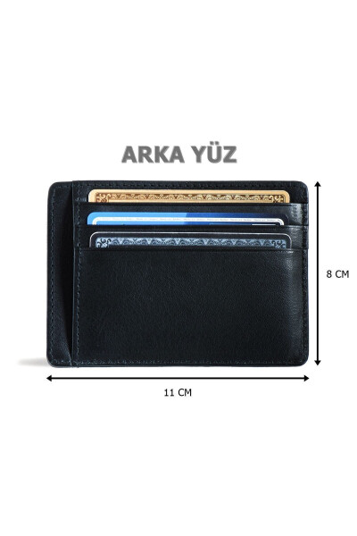 Personalized Original Genuine Leather Oval Credit Card Wallet Portfolio Super Slim Model Black - 9