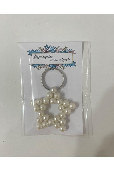 Personalized Pearl Star Keychain 10 Pieces Engagement Ceremony Henna Wedding Circumcision Birthday Maulud - 2