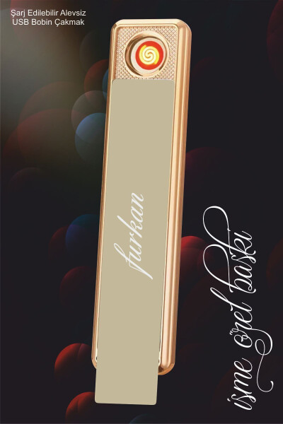 Personalized Printed Lighter Rechargeable Usb Touch Gold Windproof Lighter Electronic Lighter - 12