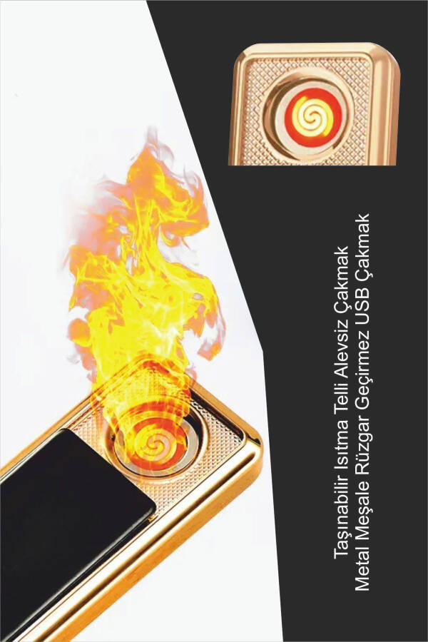 Personalized Printed Lighter Rechargeable Usb Touch Gold Windproof Lighter Electronic Lighter - 2