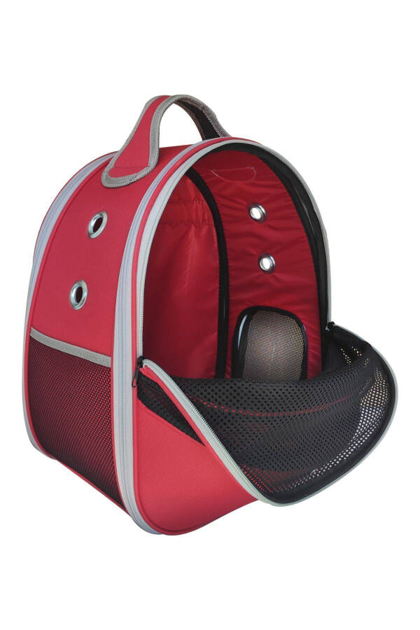 Pet Mesh Backpack Carrier Paris Red - 4