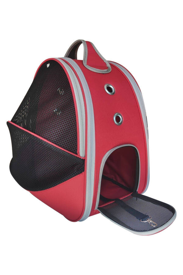 Pet Mesh Backpack Carrier Paris Red - 5