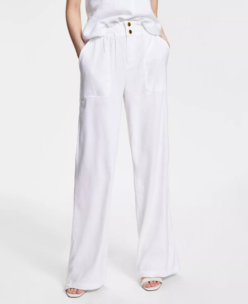 Petite Linen-Blend Paperbag-Waist Pants, Created for Macy's Bright White - 1