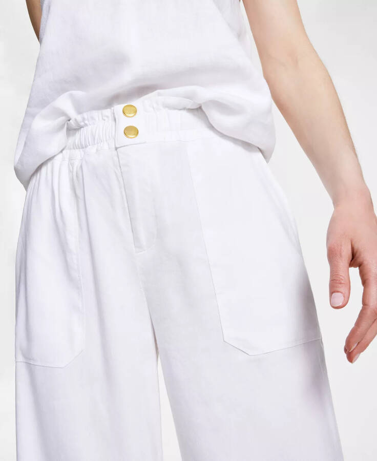 Petite Linen-Blend Paperbag-Waist Pants, Created for Macy's Bright White - 3