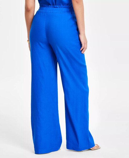 Petite Linen-Blend Paperbag-Waist Pants, Created for Macy's Intense Cobalt - 2