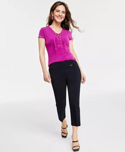 Petite Mid-Rise Straight-Leg Capri Pants, Created for Modazone Deep Black - 5