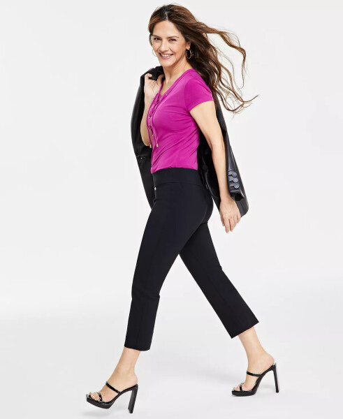 Petite Mid-Rise Straight-Leg Capri Pants, Created for Modazone Deep Black - 6