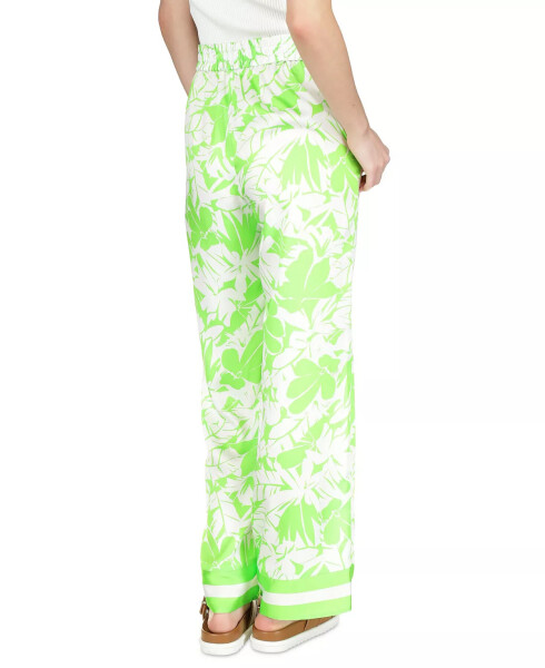 Petite Palm-Print Lush Pull-On Pants Green Apple - 3