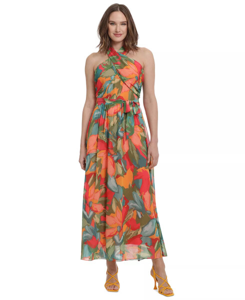 Petite Printed Wrap-Neck Maxi Dress Gold Jade - 3