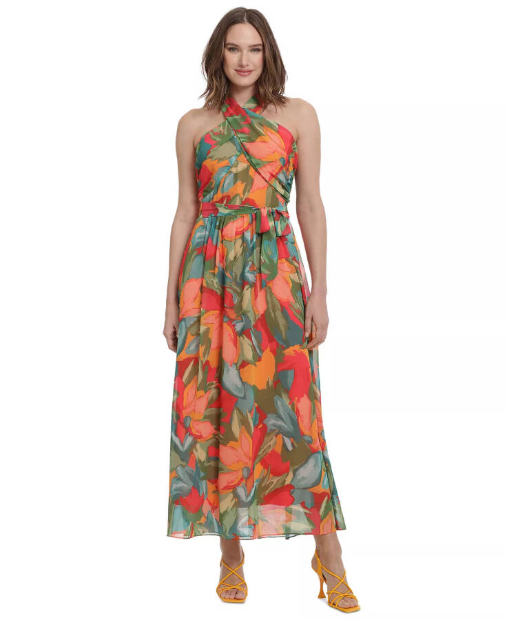 Petite Printed Wrap-Neck Maxi Dress Gold Jade - 3