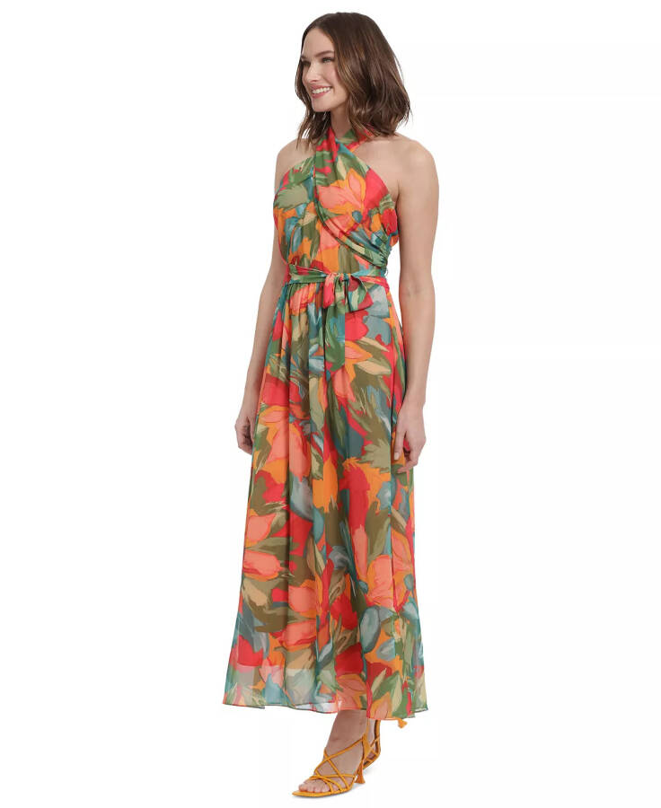 Petite Printed Wrap-Neck Maxi Dress Gold Jade - 4