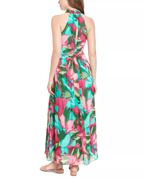 Petite Printed Wrap-Neck Maxi Dress Pink Green - 2