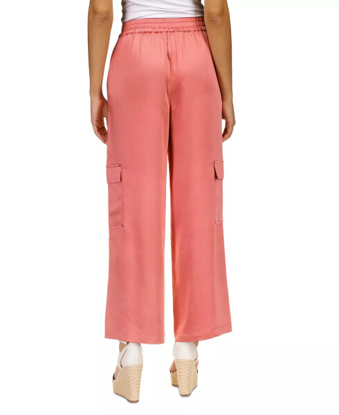 Petite Solid Satin Cargo Pants Dusty Rose - 2