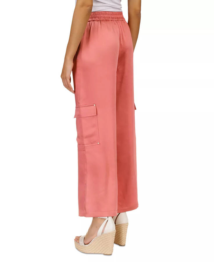 Petite Solid Satin Cargo Pants Dusty Rose - 3