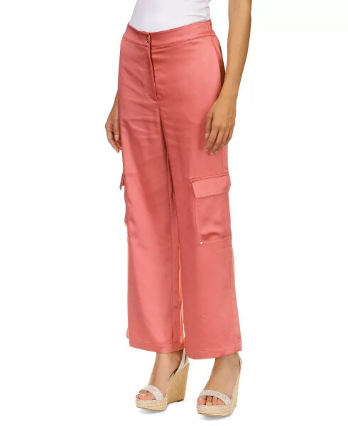 Petite Solid Satin Cargo Pants Dusty Rose - 6