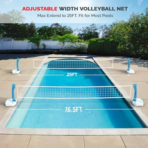 PEXMOR Pool Basketball Hoop & Volleyball Poolside, Portable for Swimming Pool, Upgraded Water Basketball Backboard Stand for Pool Indoor Outdoor - 3