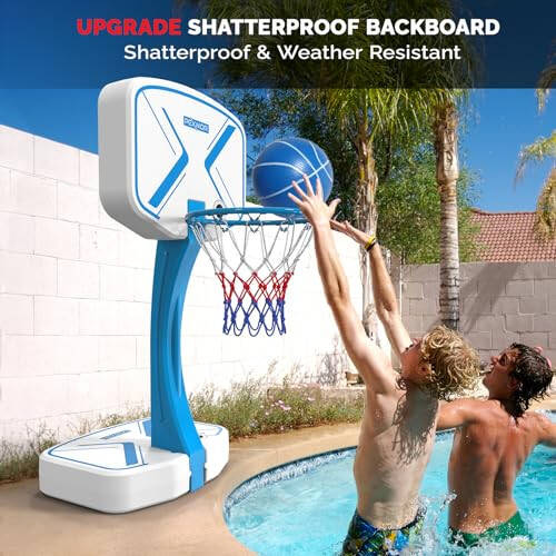 PEXMOR Pool Basketball Hoop & Volleyball Poolside, Portable for Swimming Pool, Upgraded Water Basketball Backboard Stand for Pool Indoor Outdoor - 5