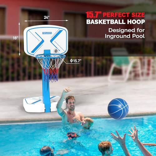 PEXMOR Pool Basketball Hoop & Volleyball Poolside, Portable for Swimming Pool, Upgraded Water Basketball Backboard Stand for Pool Indoor Outdoor - 6