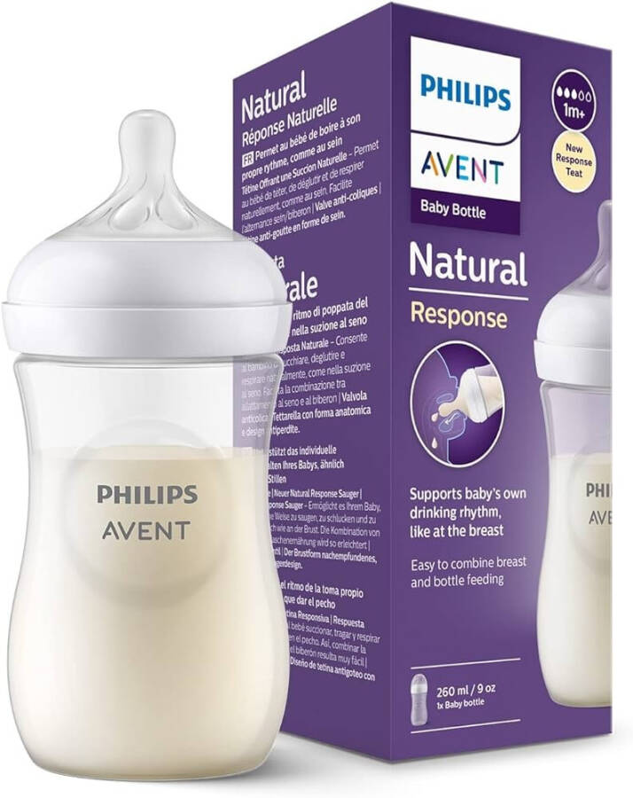 Philips Avent Doğal Tepki PP Biberon 1 Ay+ 260 ml, Tepkili Biberon Emziği SCY903/01 - 1