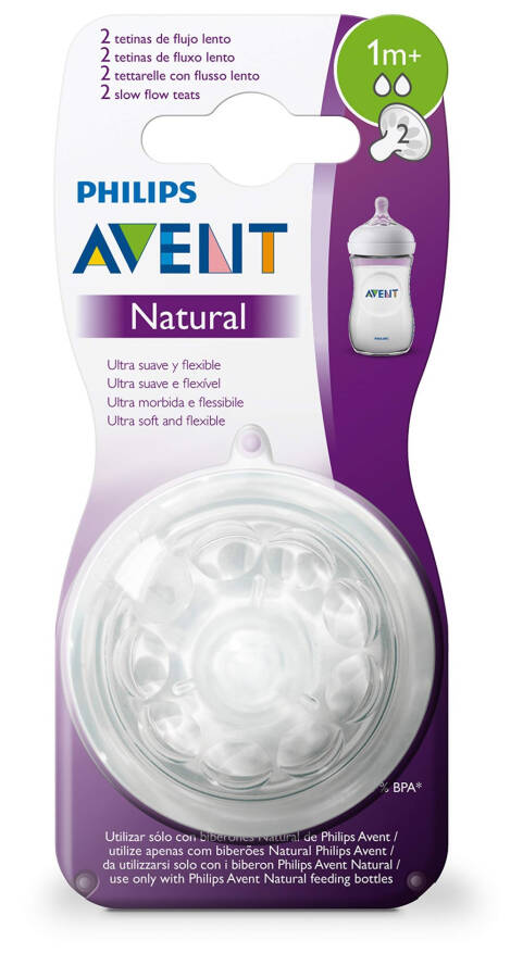 Philips Avent Natural Baby Bottle Nipple +1 Month 2 Pack - 4