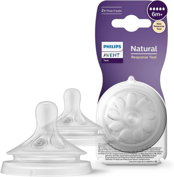 Philips Avent Natural Response 2-Pack Baby Bottle Nipples, Size 5, 6 Months+ - 1