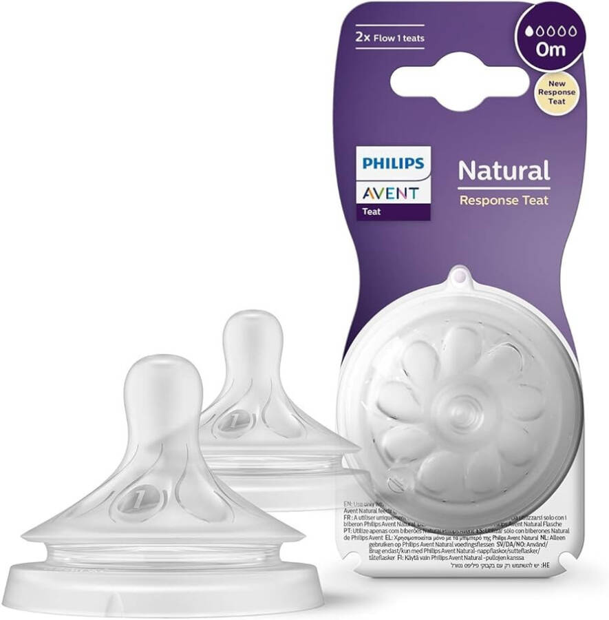 Philips Avent Natural Response 2-Pack Nipple, Number 1, 0 Months+ - 1