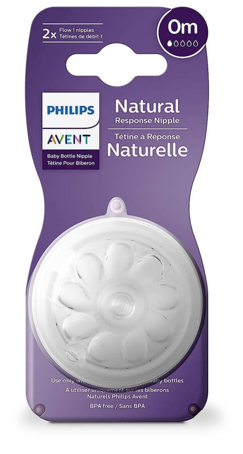 Philips Avent Natural Response 2-Pack Nipple, Number 1, 0 Months+ - 3