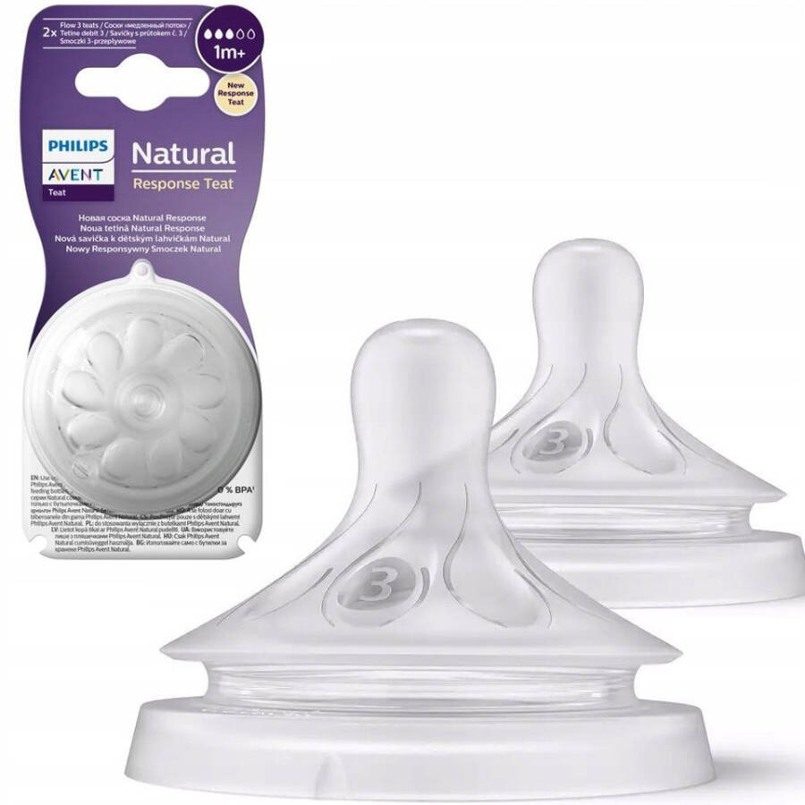 Philips Avent Natural Response 2 Pack Nipple, Number 3, 1 Month+ - 1