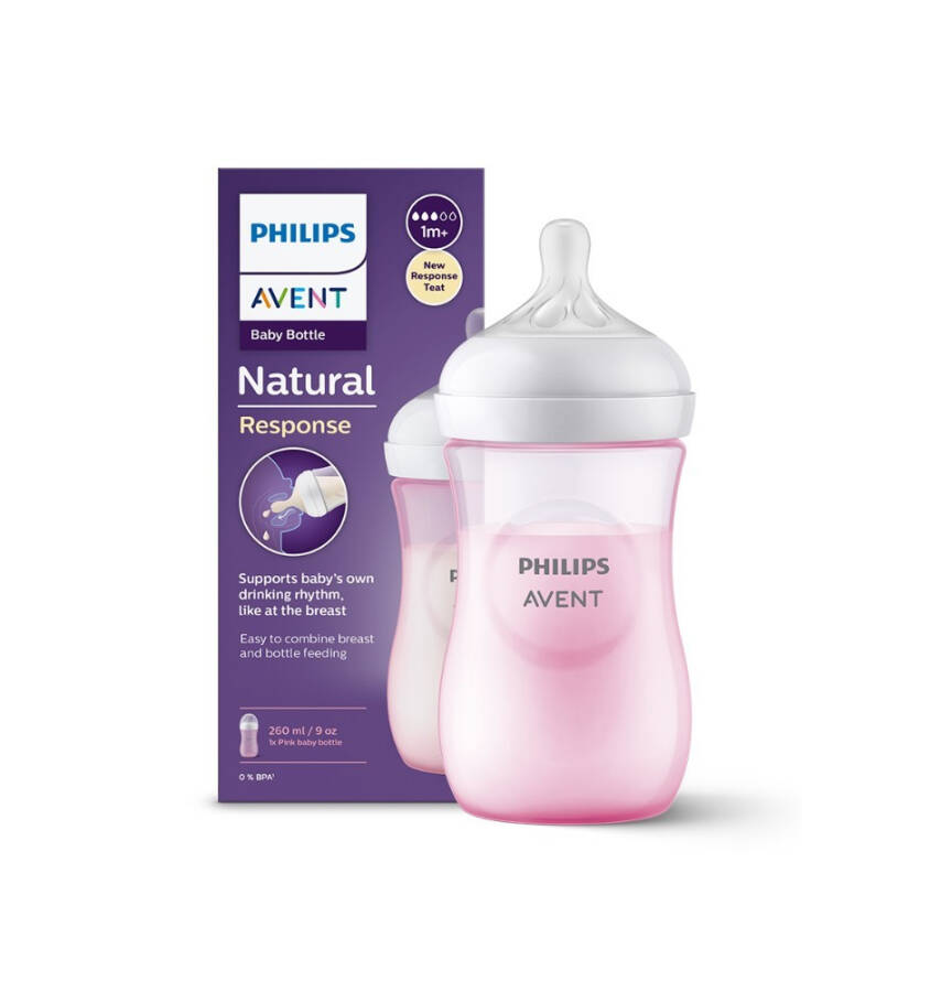 Philips Avent Natural Response PP Розовая Бутылочка для кормления 1+ Месяц 260 мл SCY903/11 - 1