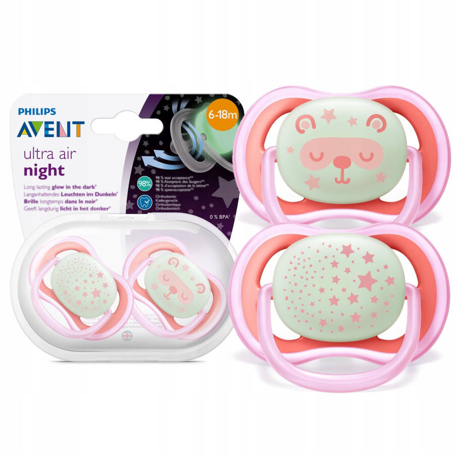 Philips Avent SCF376/22 Ultra Air Night Glow-in-the-Dark Pacifier 6-18 Months Girl - 1