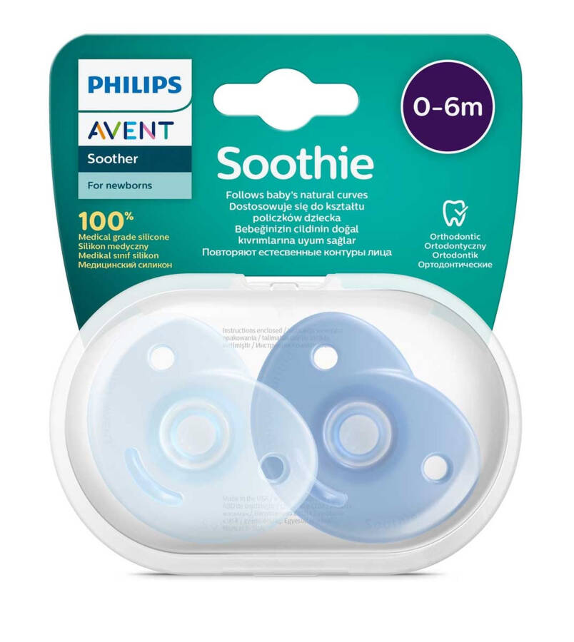 Philips Avent Soothie Ortodontik Emzik Saqlash Qutisi bilan 2 ta To'plam 0-6 Oy - O'g'il - 1