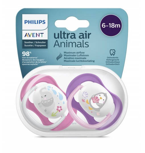 Philips Avent Ultra Air Animals 2 Pack Soother 6-18 Months - Girl - 1