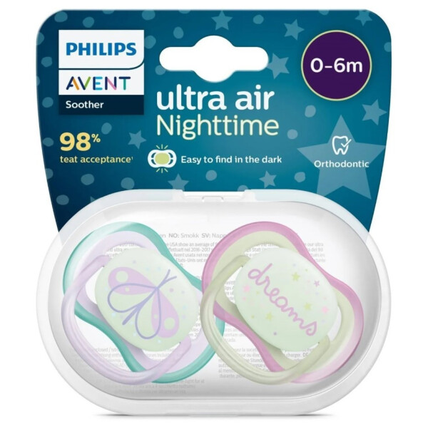 Philips Avent Ultra Air Gece Emziği 0-6 Ay Kız Karanlıkta Parlar SCF376/19 - 1