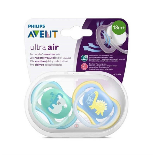 Philips Avent Ultra Air Glow-in-the-Dark 2-Pack Patterned Night Soother +18 Months - Boy - 1