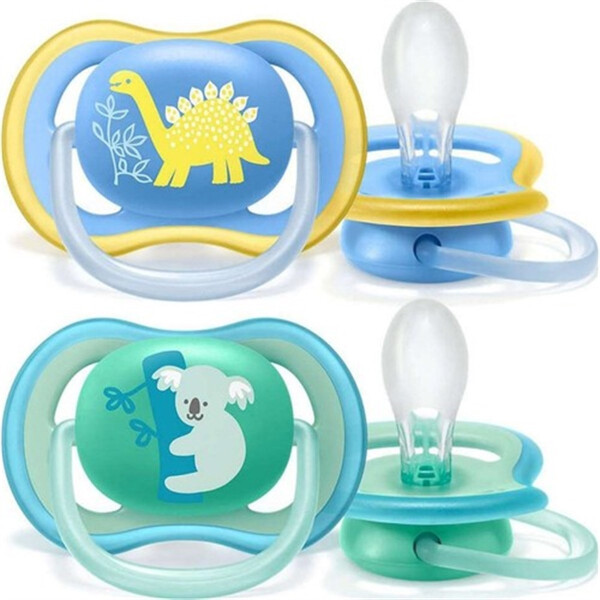 Philips Avent Ultra Air Glow-in-the-Dark 2-Pack Patterned Night Soother +18 Months - Boy - 2