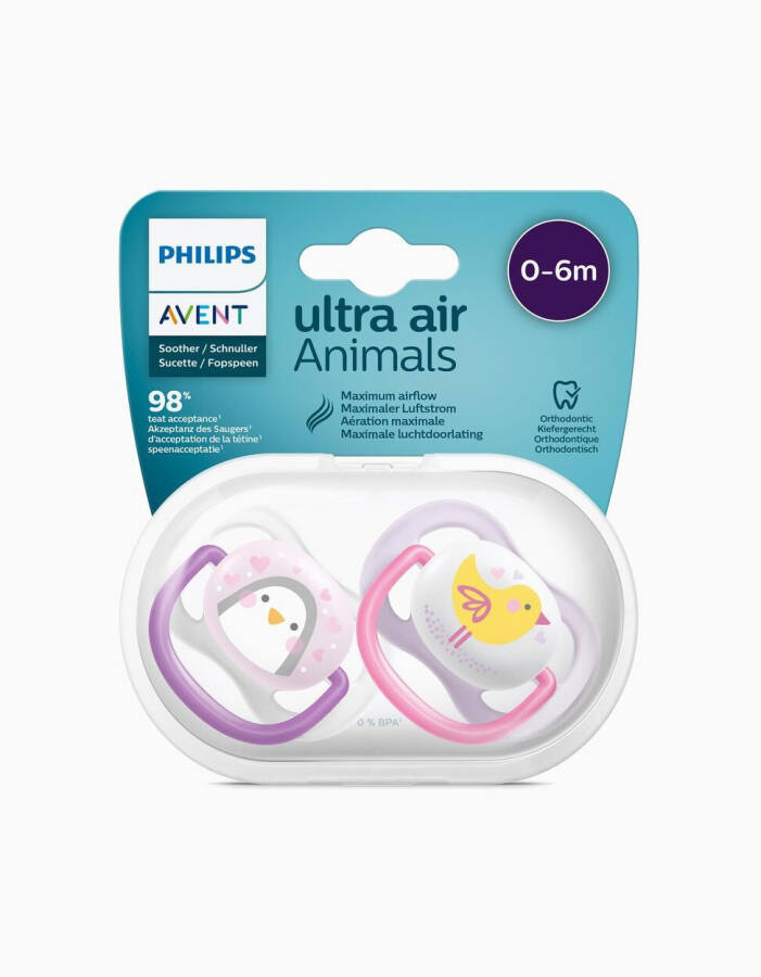 Philips Avent Ultra Air Hayvonlar 2 dona Emzik 0-6 oy - Qiz - 1