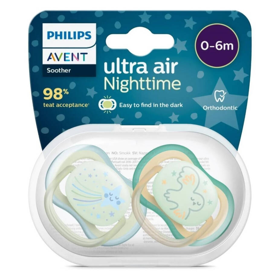 Philips Avent Ultra Air Night Glow in the Dark Soother 0-6 Months Boy SCF376/18 - 1