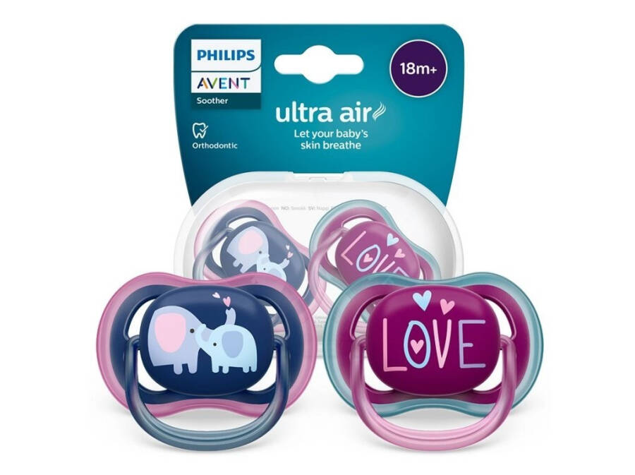 Philips Avent Ultra Air Pacifier +18 Months 2 Pack Girl SCF349/22 - 2