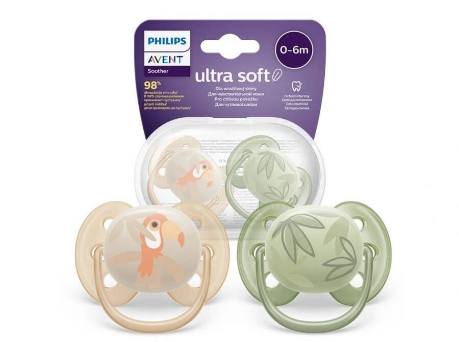 Philips Avent Ultra Soft 2 Pack Pacifier 0-6 Months - SCF091/07 - 2